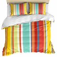 thumbnail image 1 of Red Aqua Stripe Bedding 3 Piece Duvet Cover Set California King, Country Abstract Art Colorful Striped Soft Microfiber Comforter Cover with Zipper Closure & Pillowcases, FadeResistant Quilt Cover, 1 of 9