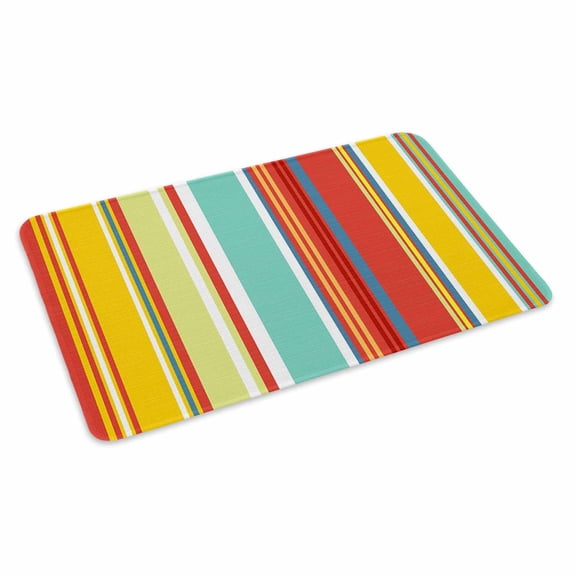 Red Aqua Stripe Doormat Outdoor Entrance 16"x24", Country Abstract Art Colorful Striped Absorb Moisture Dirt Door Mats, Non-Slip Rubber Backing Floor Mats Indoor, Low-Profile Front Door Rugs