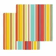 thumbnail image 1 of Red Aqua Stripe Kitchen Dish Towels for Drying Dishes Set of 2, Country Abstract Art Colorful Striped Waffle Weave Microfiber Hand Tea Bathroom Towels Quick Dry & Absorbent Towel 12x12, 1 of 7