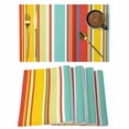 thumbnail image 1 of Red Aqua Stripe Placemats Set of 12, Country Abstract Art Colorful Striped Placemats for Dining Table, Place Mats for Kitchen Tabletop, Waterproof Wipeable Dining Table Mats Set, 1 of 9