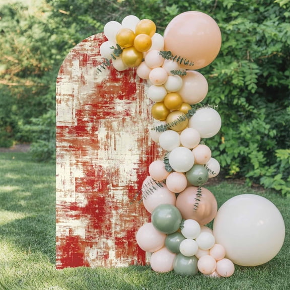 Red Arch Backdrop Cover 4 FT, Modern Abstract Gradient Red Geometric Texture Wedding Arch Cover Stretchy Backdrop Stands Covers for Birthday Party Ceremony Banquet Decor