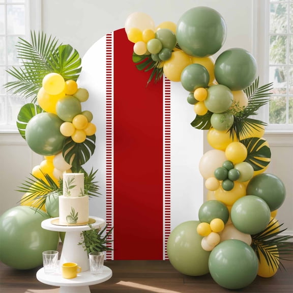 Red Arch Backdrop Cover, 6.6FT, Stripes Solid Color Spandex Arch Covers Double-Sided Backdrop for Wedding Birthday Party Photo Background Decoration