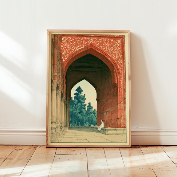 Red Archway Poster, Historic Architecture Print, Heritage Wall Art, Poster Only