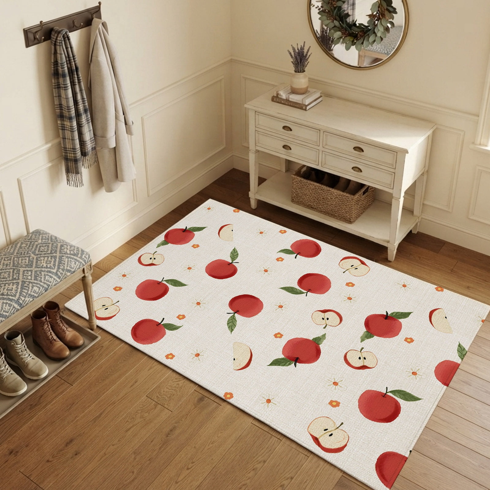 Small Daisy Rug Red Area Rugs 4'x6', Washable Small Throw Rugs for Office Bathroom ...