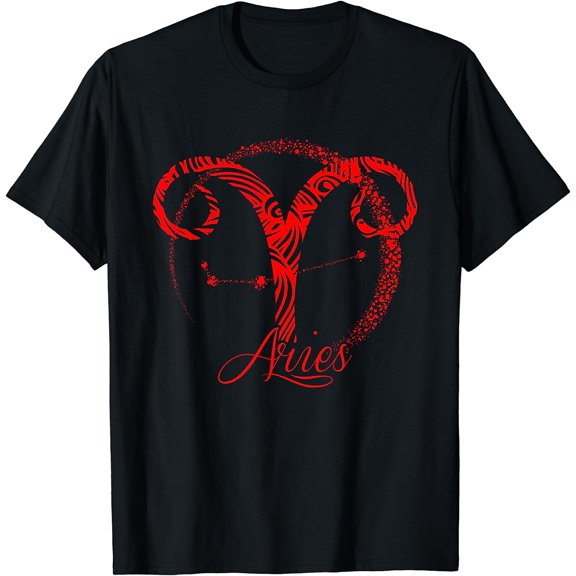 Red Aries Zodiac Sign Birthday Stars March April Horoscope T-Shirt