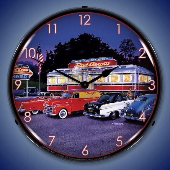Red Arrow Dinner Wall Clock, Lighted: Bruce Kaiser