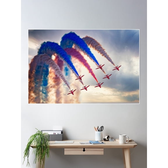 Red Arrows Display Formation Poster Wall Art, Modern Wall Decor For Living Room Bedroom, 24x36 UNFRAMED