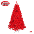 thumbnail image 1 of Red Artificial Christmas Tree, 7FT Unlit Full PVC Holiday Tree with Metal Stand, Flame-Retardant, Easy to Assemble, Perfect for Christmas Party & Home Décor, 1 of 6