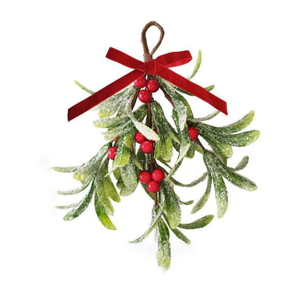 Red Artificial Classic Mistletoe Hanging With Berries For Christmas Holiday Door Wall Home Festive Decor