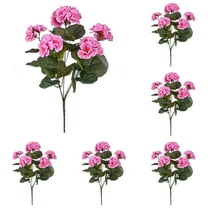 6PCS Artificial Geranium Flowers Outdoor - Resistant Silk Geraniums Bush with Adjustable Stems, Red Geranium for Garden, Patio, Grave Decor (14.14" Tall)