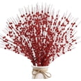 thumbnail image 1 of Red Artificial Glitter Berry Stem Ornaments, 10 pack 19.7 inches Fake Christmas Picks Decorative Glitter Bead Sticks for Christmas Tree DIY Wreath Crafts Vase Gift Fireplace Holiday Home Decor, 1 of 7