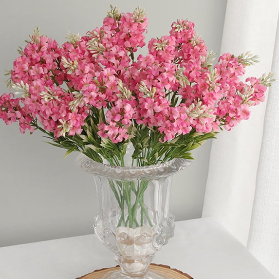 Red Artificial Hyacinth Flowers Fake Silk Bouquet, 5-Head Realistic Plastic Stem Picks, Maintenance-Free Faux Floral Arrangement for Wedding Centerpiece Vase Filler, Long Lasting Spring Decoration