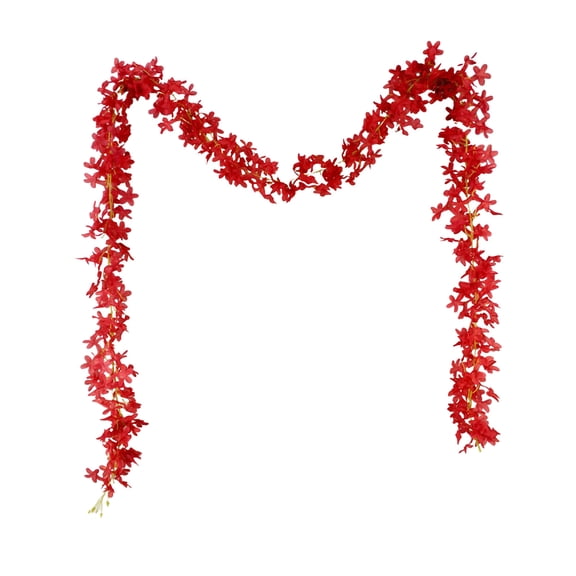 Red Artificial Lilac Flower Vine 83 Inches Silk Flower Garland String For Indoor Outdoor Wall Party Wedding Decor Red