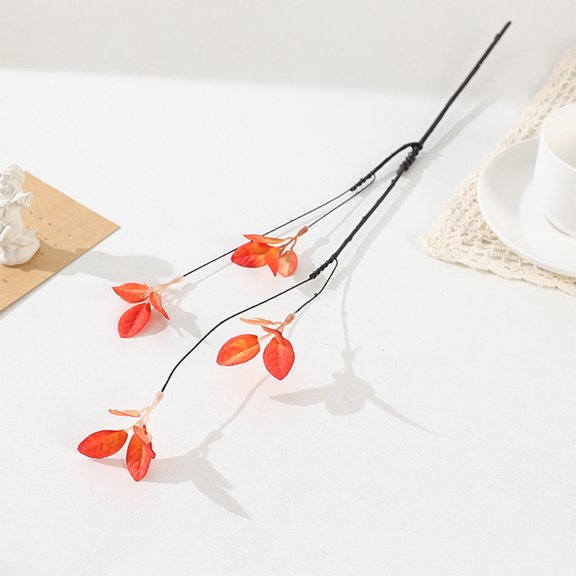 Red Artificial Maple Leaves Branch - 21" Realistic Silk Fall Decor for Home Entryway, Floral Arrangements Red