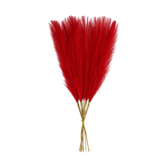 Red Artificial Pampas Grass Stems Velvety Feathery Design For Gothic Decor Festival Home Interior Display Modern Bohemian Table Arrangement Safe For Pets 17.71 Inch Cloth Material Single F