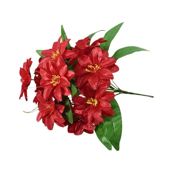 Red Artificial Passion Flower Stems With 12 Heads, Realistic Silk Blooms And Flexible Stems For Vase Home Decor, Wedding Centerpiece, Event Decoration