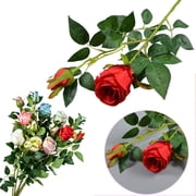 Red Artificial Rose 65x6cm   2 Bulgarian Roses Single Branch Artificial Flower   Wedding Hall Scene Decoration   Classic & Elegant Miyuadkai