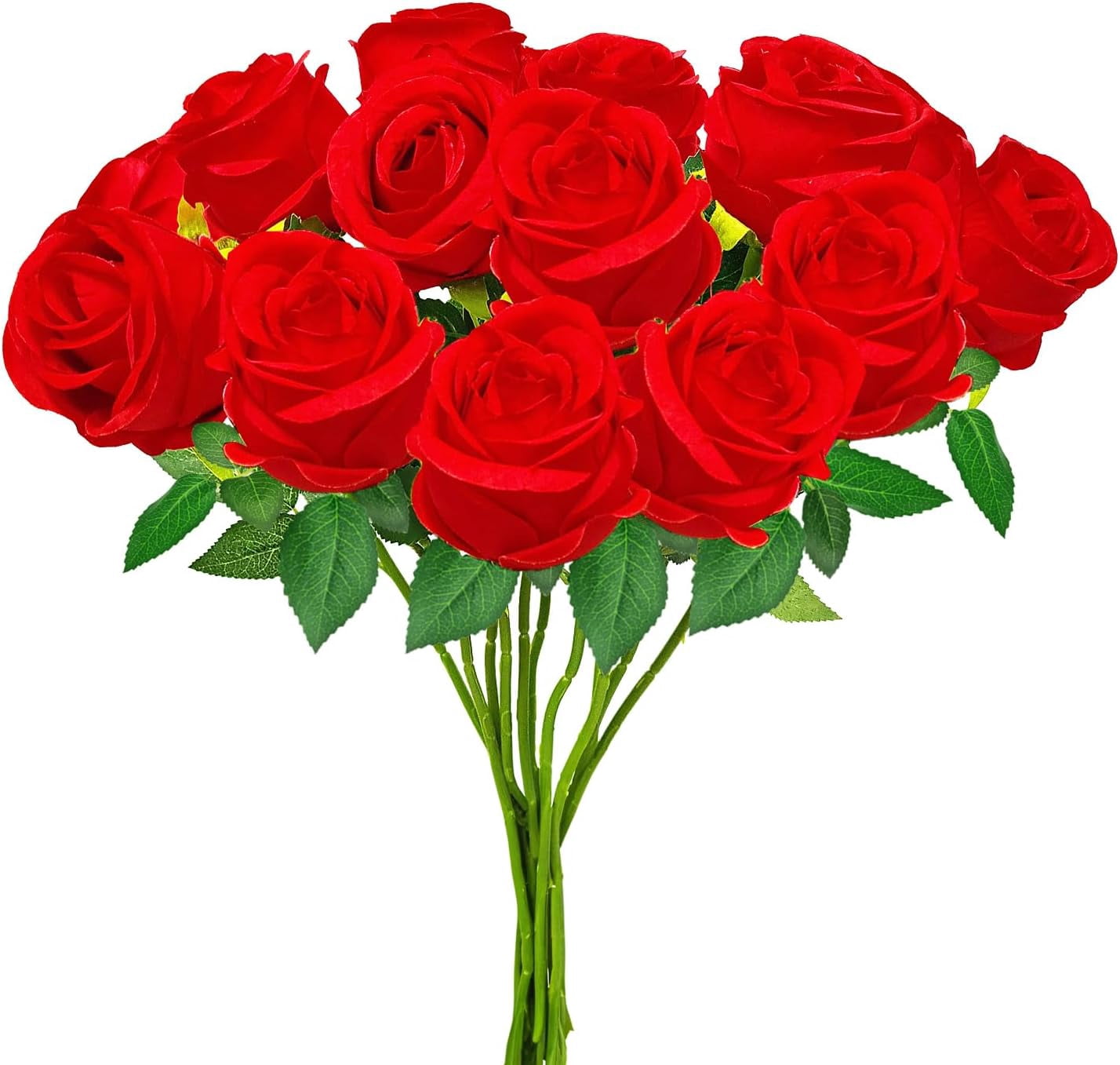 Realastic Roses Red Artificial Roses with Long Stems, 24Pcs Realistic Roses Artificial ...
