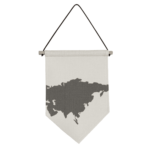 Red Asia Illustration Map Pattern Canvas Flag Hanging Wall Art Decor Banner