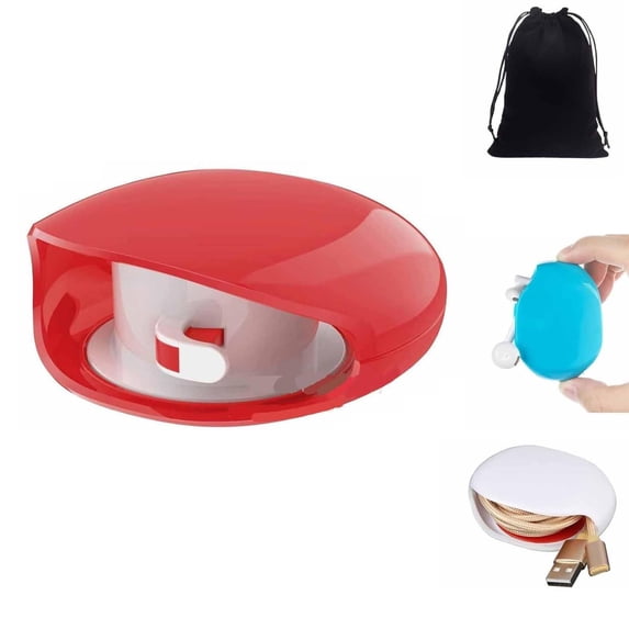 Red Automatic Retractable Cable Organizer Self Winding Cord Management for USB Headphone Data Cable