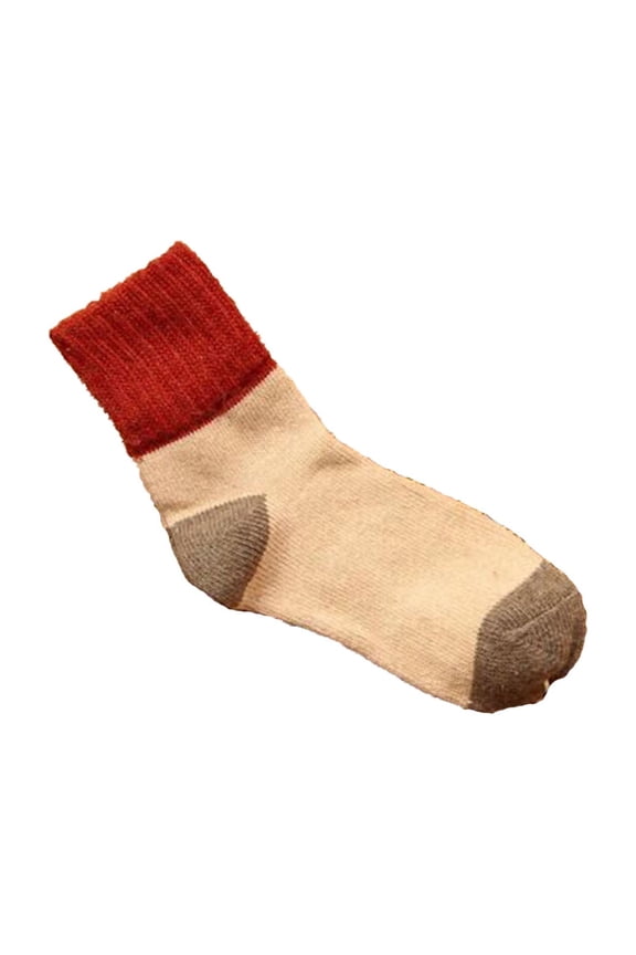 Red Autumn Winter Women'S Rabbit Wool Socks Thickened Warm Mid Calf Socks Color Block Pattern For Daily Wear In Red Color One Size