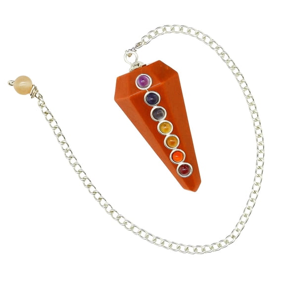 Red Aventurine Crystal Pendulum for Divination - Dowsing Pendulum with Chakra Cabochon