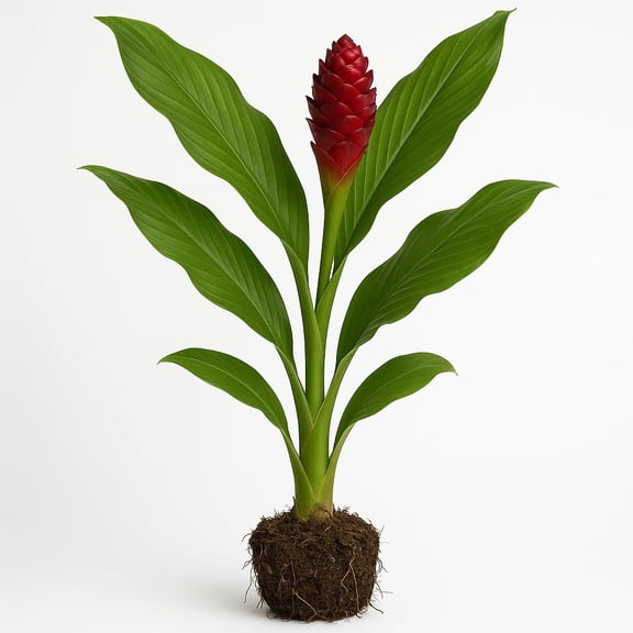 Red Awapuhi Shampoo Ginger Live Plant - Young Starter 4-8 In, Partial Sun, USDA Zones 8-11, Ships Bare Root