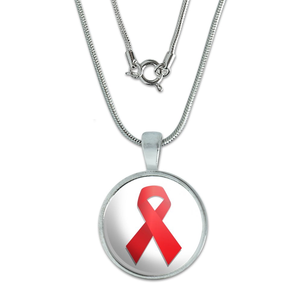 Red Awareness Ribbon Drug Free HIV AIDS 0.75