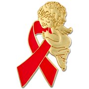 PinMart Red Awareness Ribbon Religious Spiritual Angel Enamel Lapel Pin, Button Pins 50 Pack
