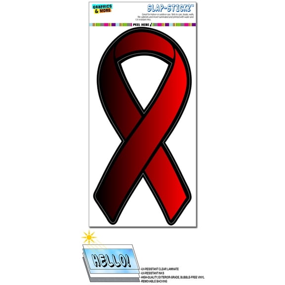 Red Awareness Support Ribbon - AIDS HIV SLAP-STICKZ(TM) Premium Sticker