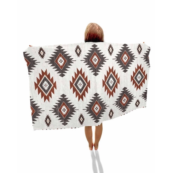 Red Aztec Beach Towels Oversized Super Absorbent, Southwest Boho Abstract Geometric Aesthetic Lightweight Bath Towel Quick Dry Sets For Bathroom/Pool/Rv Camping/Beach Play/Gym Room/Picnic 23"x47"