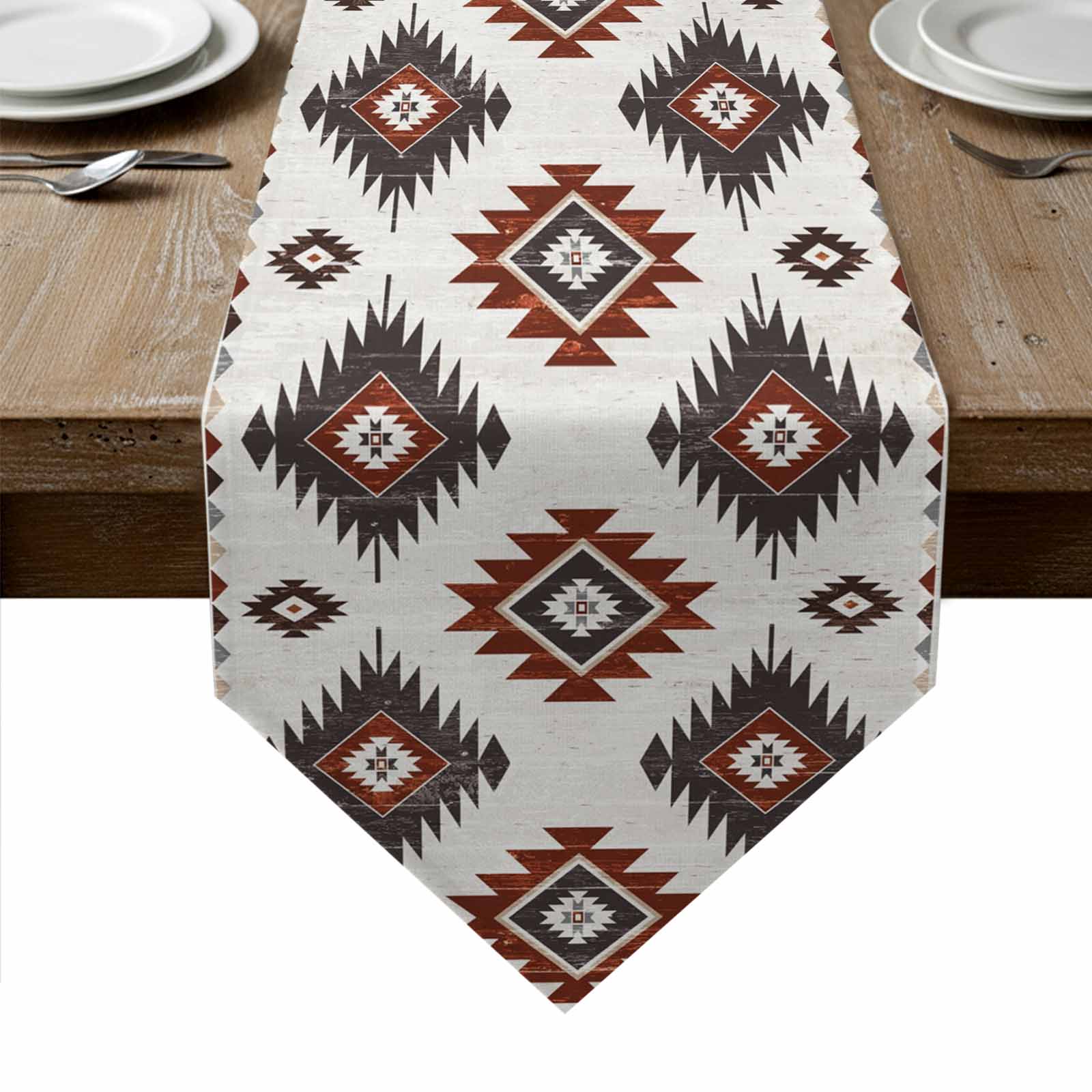 Red Aztec Table Runner Linen Burlap Table Runner 108 Inches Long ...