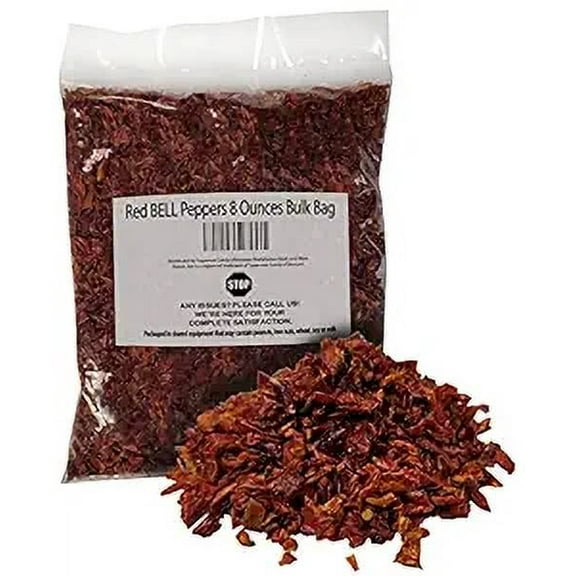 Red BELL Peppers 8 Ounces Bulk Bag-Heat Sealed to Maintain Freshness-Crushed & Dried Spice Seasoning