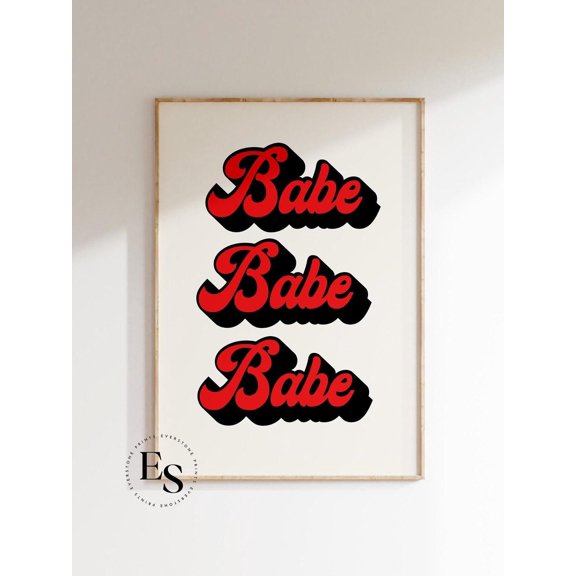 Red Babe Wall Art, Retro Wall Art, Bohemian Print, Boho Poster, Hippie Print, Vintage Retro Print, Hippie Quote Wall Art, Modern Wall Decor, 24x36 UNFRAMED