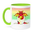thumbnail image 1 of 3dRose, Red Baby Dragon in Cracked Egg, 15oz Two-Tone Green Mug, 1 of 7