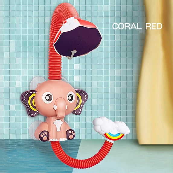 Red Baby Shower Spray Toy Elephant Design With Suction Cup For Kids Bathtub Play
