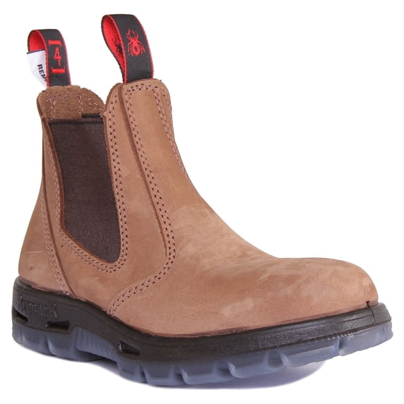 Red Back UBCH Women's Soft Toe Leather Ankle Boot With Elasticated Sides In Taupe Size 7.5