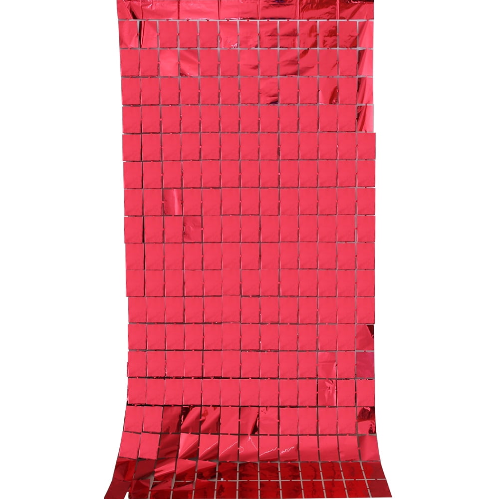 Red Backdrop Party Decoration Metallic Square Red Foil Fringe Curtain ...