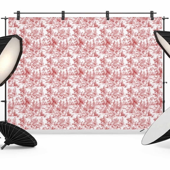 Red Backdrop for Photography, Cycling Pattern People Animal Plant Photo Backdrop Portrait Background Party Banner Photo Backgrounds for Studio Booth Props, 7x5ft