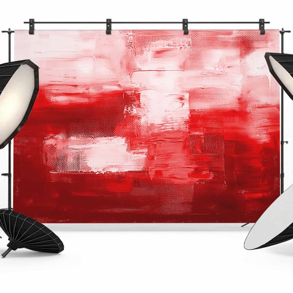 Red Backdrop for Photoshoot, Photography Photo Studio Background Wall Backdrop, Modern White Oil Painting Art Abstract Back Drop Banner Panel for Portraits Wedding Party Live Streaming Decor 12x8Ft