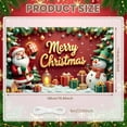 thumbnail image 1 of Red Background Christmas Banner Gold Lettering Merry Christmas Banner Santa Claus Design Snowman Pattern Xmas Banner for Christmas Party Holiday Celebration Family Gathering, 1 of 9