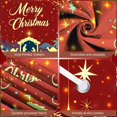 thumbnail image 1 of Red Background Christmas Banner Starry Design Merry Christmas Banner Nativity Scene Golden Stars Nativity Scene Banner for Christmas Party Church Event Home Decoration, 1 of 9