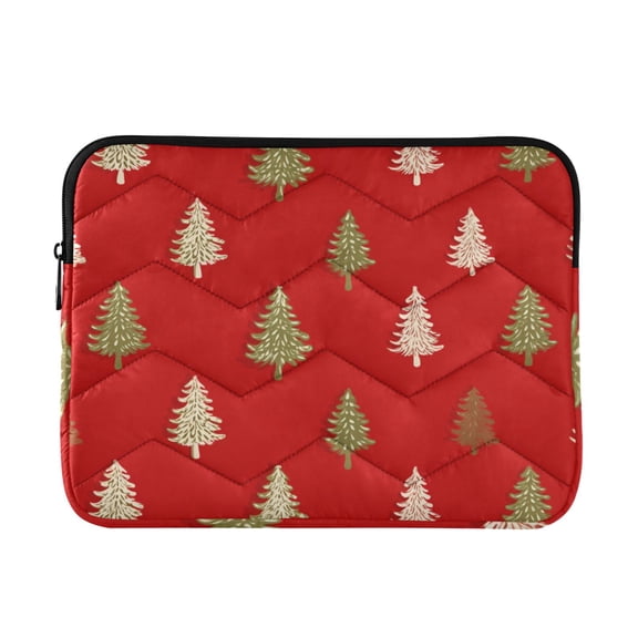 Red Background Christmas Tree Quilted Laptop Protective Cases Computer Sleeves Tablet Bags Briefcases M