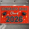 thumbnail image 1 of Red Background Congrats Grad Banner Star Pattern Graduation Backdrop  Varsity Lettering Class of 2026 Display for High School Graduation College Graduation Graduation Party, 1 of 8