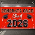 thumbnail image 1 of Red Background Congrats Grad Banner Star Pattern Graduation Backdrop  Varsity Lettering Class of 2026 Display for High School Graduation College Graduation Graduation Party, 1 of 8