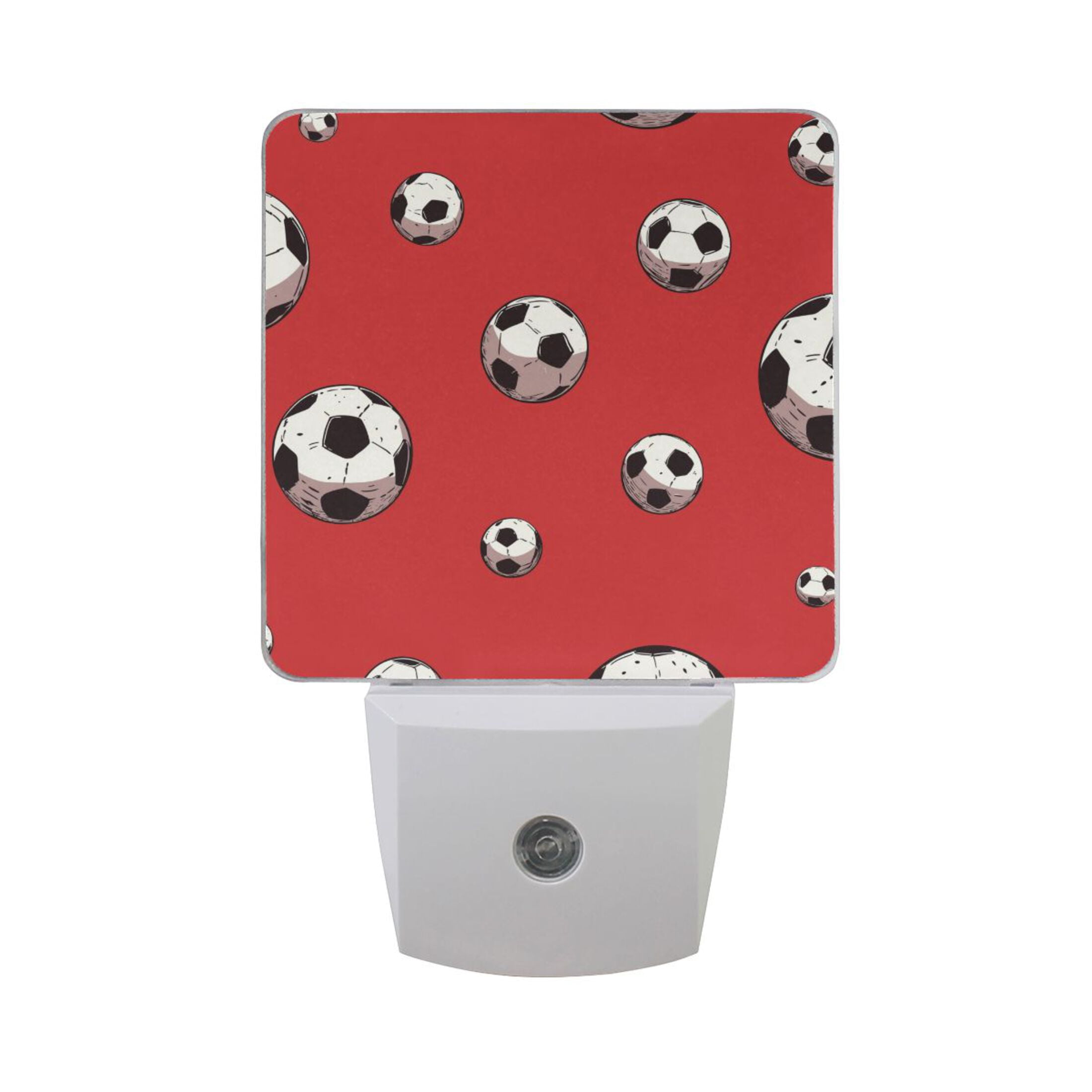 Red Background Football Pattern LED Night Light Sensor Lamp Plug-in ...