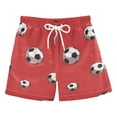 thumbnail image 1 of Red Background Football Pattern Swim Trunks Board Shorts Beach Pants Bathing Bottoms 2T, 1 of 8