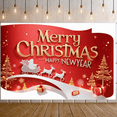 thumbnail image 1 of Red Background Merry Christmas Party Holiday Banner for Indoor Decoration Outdoor Events Festive Celebration, 1 of 1