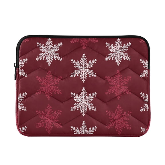 Red Background Snowflakes Christmas Quilted Laptop Protective Cases Computer Sleeves Tablet Bags Briefcases M
