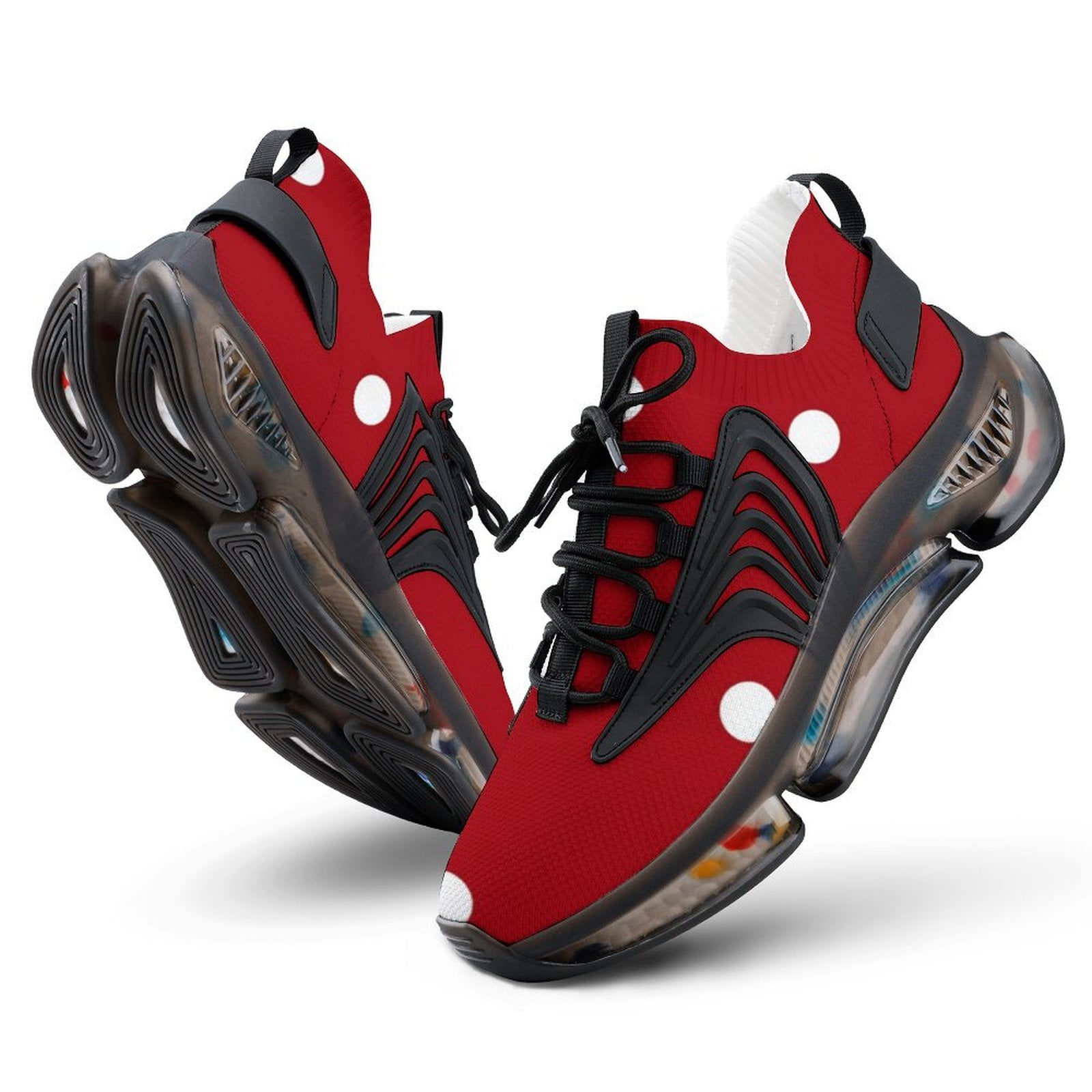 Red Background White Polka Dots Walking Shoes for Men Woman Lightweight ...